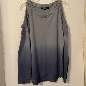 Blue Cold Shoulder Sweater
